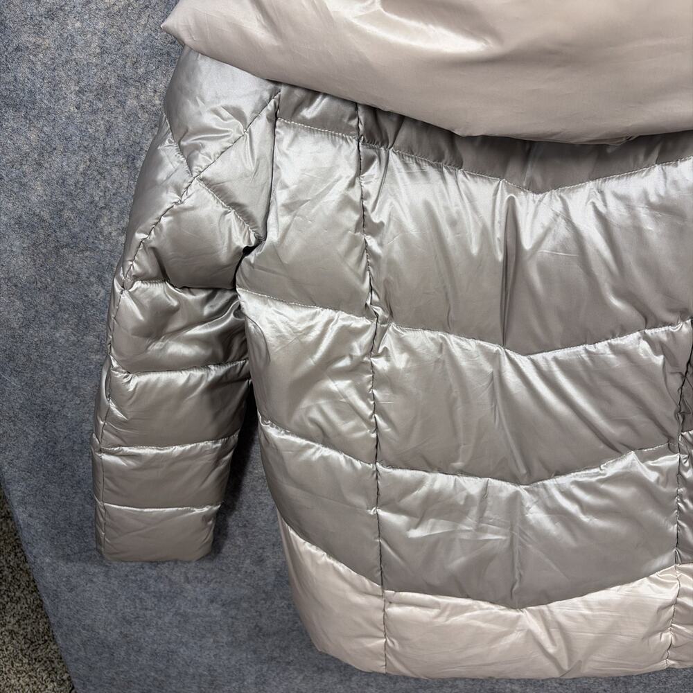 Donna Karan Women's Small Down Puffer Gold Jacket Asymmetric Zip Up CLEAN - Picture 12 of 12
